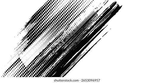 Glitch distorted grunge layer . Noise destroyed texture . Trendy defect error shapes . Overlay grunge texture . Distressed effect .Vector shapes with a halftone dots modern arts