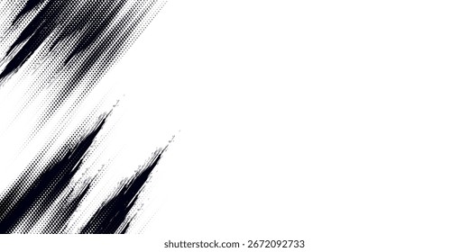 Glitch distorted grunge layer . Noise destroyed texture . Trendy defect error shapes . Overlay grunge texture . Distressed effect .Vector shapes with a halftone dots screen print texture