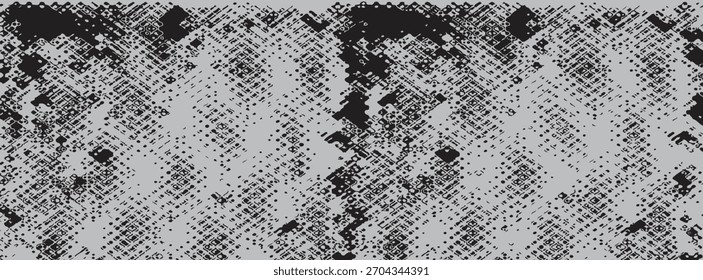 Glitch distorted grunge layer . Noise destroyed texture . Trendy defect error shapes . Overlay grunge texture . Distressed effect .Vector shapes with a halftone dots screen print texture
