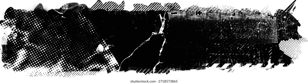 Glitch verzerrte Grunge-Schicht . Lärm zerstörte Textur . Trendy Fehler Formen . Überlagern Sie farbige Textur. Distressed-Effekt .Vektorformen mit einem Rasterpunkt Siebdrucktextur.

