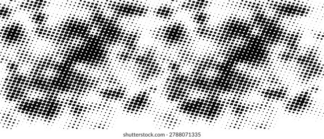 Glitch distorted grunge layer . Noise destroyed texture . Trendy defect error shapes . Overlay grunge texture . Distressed effect .Vector shapes with a halftone dots screen print texture.Eps10