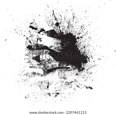 Glitch distorted grunge layer  . Noise destroyed texture . Trendy defect error shapes . Overlay grunge texture . Distressed effect .Vector shapes with a halftone dots screen print texture.