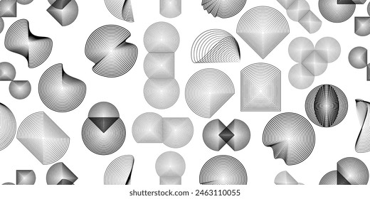 Glitch distorted grungy abstract circles. Cyber punk seamless pattern texture .Futuristic background . Glitched shapes with  lines .Screen print endless pattern texture