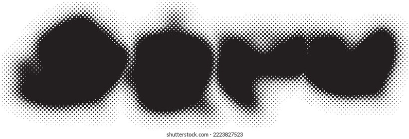 Glitch verzerrte grungy abstrakte Form . Blob formen organisch. Vorlage für Präsentation, Banner . Flüssigkeit isoliert Form .Grunge strukturiert. Flüssige Vektorformen mit Halbpunktzahl .Siebdruck-Textur