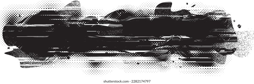 Formas abstractas de grisco distorsionadas. El blob forma orgánico. Plantilla para presentación, banner . Forma fluida aislada .Grunge texturado. Formas vectoriales líquidas con puntos de semitono .Textura de impresión de pantalla