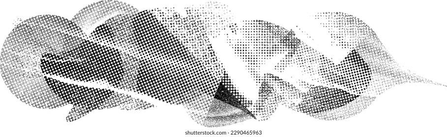 Glitch distorted grungy abstract forms . Blob shape organic. Template for presentation, banner . Fluid isolated shape .Grunge textured . Liquid vector shapes with  halftone dots .Screen print texture