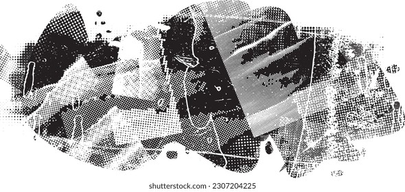 Glitch verzerrte grungy abstrakte Formen . Blob formen organisch. Vorlage für Präsentation, Banner . Flüssigkeit isoliert Form .Grunge strukturiert. Flüssige Vektorformen mit Halbpunktzahl .Siebdruck-Textur