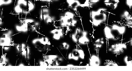 Glitch verzerrte grungy abstrakte Formen . Blob formen organische nahtlose Muster Textur. Flüssigformen .Grunge strukturiert. Flüssige Vektorformen mit Halbfone-Punkten .Siebdruck-Endlosmuster-Textur