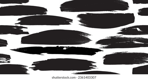Formas abstractas de grisco distorsionadas. Pincel acaricia textura de patrón sin fisuras. Formas negras. Grunge texturado. Formas vectoriales con trazos de pincel .Imprimir pantalla textura de patrón interminable