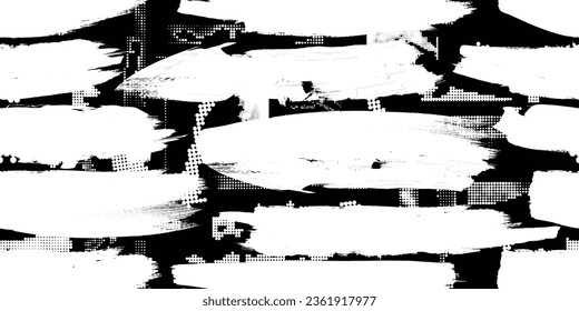 Formas abstractas de grisco distorsionadas. Pincel acaricia textura de patrón sin fisuras. Formas negras. Grunge texturado. Formas vectoriales con trazos de pincel .Imprimir pantalla textura de patrón interminable