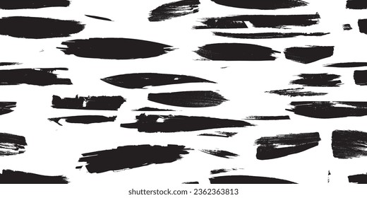 Formas abstractas de grisco distorsionadas. Pincel acaricia textura de patrón sin fisuras. Formas negras. Grunge texturado. Formas vectoriales con trazos de pincel .Imprimir pantalla textura de patrón interminable