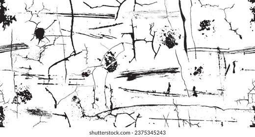 Glitch distorted grungy abstract forms . Halftone dots seamless pattern texture. Grange shapes .Grunge textured . Vector shapes with scratches and cracks  .Screen print endless pattern texture