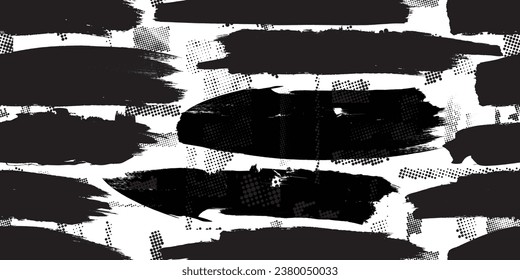 Glitch distorted grungy abstract forms . Brush strokes seamless pattern texture. Grange shapes .Grunge textured . Vector shapes with brush strokes .Screen print endless pattern texture