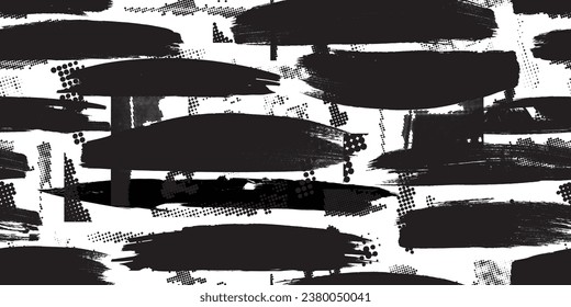 Glitch distorted grungy abstract forms . Brush strokes seamless pattern texture. Grange shapes .Grunge textured . Vector shapes with brush strokes .Screen print endless pattern texture