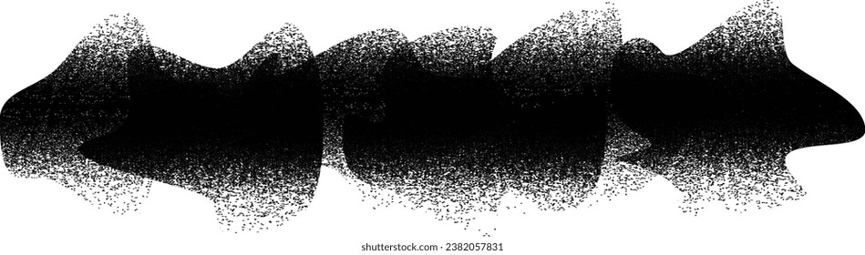 Glitch distorted grungy abstract forms . Blob shape organic. Template for presentation, banner . Fluid isolated shape .Grunge textured . Liquid vector shapes with halftone dots .Screen print texture