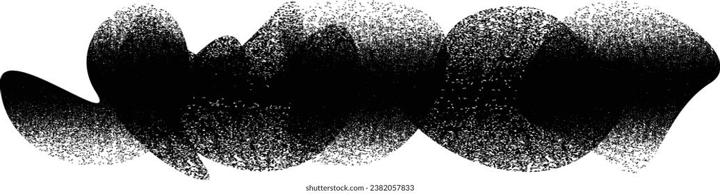 Formas abstractas de grisco distorsionadas. El blob forma orgánico. Plantilla para presentación, banner . Forma fluida aislada .Grunge texturado. Formas vectoriales líquidas con puntos de semitono .Textura de impresión de pantalla