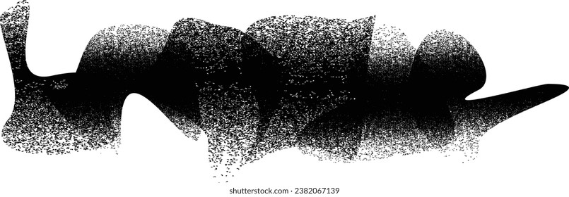 Glitch distorted grungy abstract forms . Blob shape organic. Template for presentation, banner . Fluid isolated shape .Grunge textured . Liquid vector shapes with halftone dots .Screen print texture