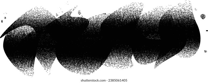 Glitch distorted grungy abstract forms . Blob shape organic. Template for presentation, banner . Fluid isolated shape .Grunge textured . Liquid vector shapes with halftone dots .Screen print texture