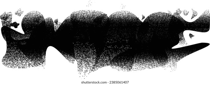 Glitch distorted grungy abstract forms . Blob shape organic. Template for presentation, banner . Fluid isolated shape .Grunge textured . Liquid vector shapes with halftone dots .Screen print texture
