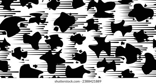 Formas abstractas de grisco distorsionadas. El blob da forma a la textura orgánica de patrón sin costura. Formas fluidas .Grunge texturado. Formas vectoriales líquidas con líneas de velocidad .Impresión de pantalla textura de patrón interminable