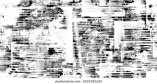 Glitch distorsionado grungy formas abstractas . Forma de mancha orgánica sin costuras textura de patrón. Formas fluidas .Grunge texturizado . Formas de vector líquido con líneas de velocidad. Impresión de pantalla de textura de patrón sin fin