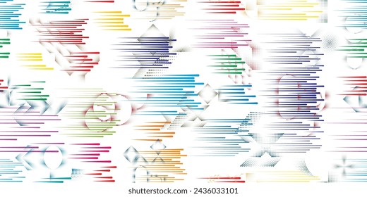 Glitch distorted grungy abstract forms . Blob shape organic seamless pattern texture. Fast lines .Grunge textured . Liquid vector shapes with speed lines .Screen print endless pattern texture