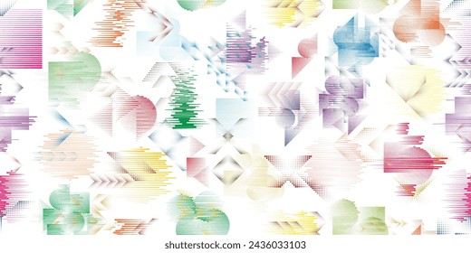 Glitch distorted grungy abstract forms . Blob shape organic seamless pattern texture. Fast lines .Grunge textured . Liquid vector shapes with speed lines .Screen print endless pattern texture