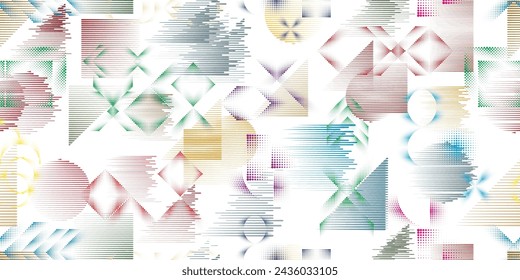 Glitch distorsionado grungy formas abstractas . Forma de mancha orgánica sin costuras textura de patrón. Líneas rápidas .Grunge texturizado . Formas de vector líquido con líneas de velocidad. Impresión de pantalla de textura de patrón sin fin