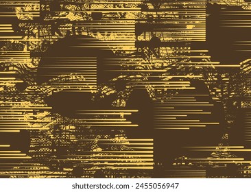 Glitch distorted grungy abstract forms . Cyber punk texture. Halftone dots .Futuristic background . Glitched shapes with dots and lines .Screen print  pattern texture