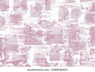 Glitch distorsionado grungy formas abstractas . Textura de patrón sin fisuras Cyber punk. Puntos de semitono .Fondo futurista . Formas brillantes con puntos y líneas.