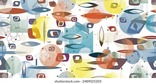 Glitch distorted grungy abstract forms . Cyber punk seamless pattern texture. Halftone dots .Futuristic background . Glitched shapes with dots and lines .Screen print endless pattern texture