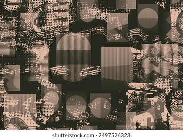 Glitch distorsionó formas abstractas sucias . Textura de patrón de punk cibernético. Halftone dots .Futuristic fondo . Formas fallidas con puntos y líneas. Textura del patrón de impresión de pantalla