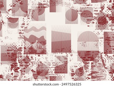 Glitch distorsionó formas abstractas sucias . Textura de patrón de punk cibernético. Halftone dots .Futuristic fondo . Formas fallidas con puntos y líneas. Textura del patrón de impresión de pantalla