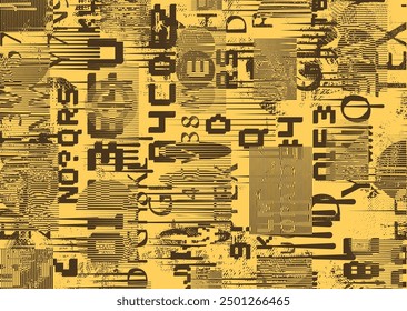 Glitch distorted grungy abstract forms . Cyber punk  pattern texture. Halftone dots .Futuristic background . Glitched shapes with dots and lines .Screen print  pattern texture