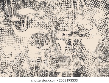 Glitch distorted grungy abstract forms . Cyber punk  pattern texture. Halftone dots .Futuristic background . Glitched shapes with dots and lines .Screen print  pattern texture