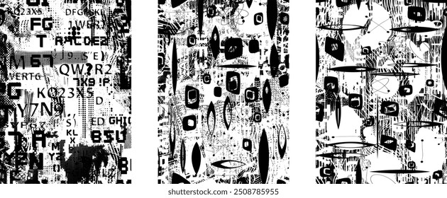 Glitch distorsionó formas abstractas sucias . Cyber punk textura de patrón sin fisuras. Halftone dots .Futuristic fondo . Formas fallidas con puntos y líneas. Impresión de pantalla textura de patrón sin fin