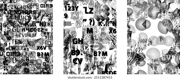 Glitch distorsionó formas abstractas sucias . Textura de patrón de punk cibernético. Halftone dots .Futuristic fondo . Formas fallidas con puntos y líneas. Textura del patrón de impresión de pantalla