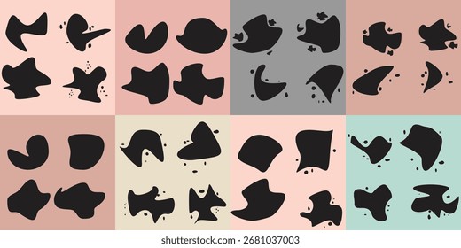 Formas abstratas sujas distorcidas . Forma de bolha orgânica. Modelo para apresentação, faixa . Forma isolada de fluido 