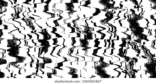 Glitch distorsionó las líneas de tecnología abstractas y poco fiables. Líneas brillantes textura de patrón sin fisuras. Formas negras. Grunge texturado. Rayas vectoriales.Textura de patrón interminable de impresión de pantalla
