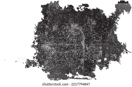 Glitch distorted grungy isolated banner . Design element for brochure, social media, posters, flyers. Overlay texture.Textured banner with Distress effect .Vector halftone dots . Screen print texture