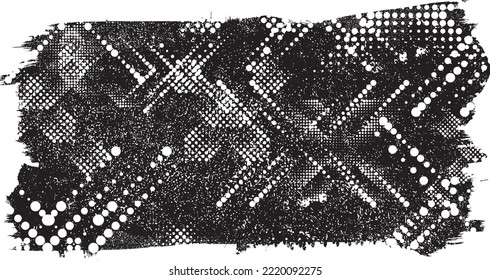 Banner aislado y poco entusiasta de Glitch . Elemento de diseño para folletos, medios sociales, afiches, volantes. Textura superpuesta.Banner texturizado con efecto de socorro .Paquetes de semitono vectoriales . textura de impresión de pantalla