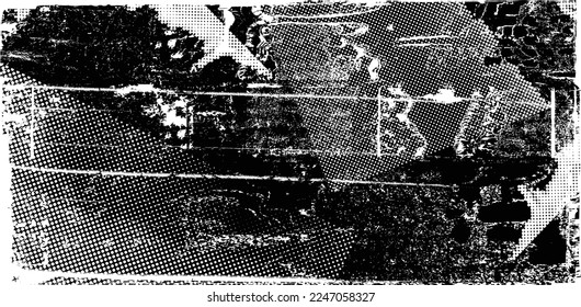 Glitch distorted grungy isolated banner . Design element for brochure, social media, posters, flyers. Overlay texture.Textured banner with Distress effect .Vector halftone dots . Screen print texture