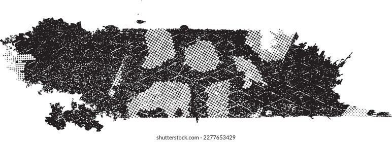 Glitch verzerrte grungy einzelne Banner . Design-Element für Broschüren, Social Media, Plakate, Flyer. Overlay Texture.Texturierte Banner mit Distress-Effekt .Vector Halftone Punkte . Siebdruckstruktur