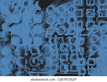 Glitch distorted grungy isolated banner . Design element for brochure, social media, posters, flyers. Overlay texture.Textured banner with Distress effect .Vector halftone dots . Screen print texture