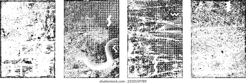 Glitch verzerrte, grungige Einzelschichten . Design-Element für Broschüren, Social Media, Plakate, Flyer. Overlay Texture.Texturierte Banner mit Distress-Effekt .Vector Halftone Punkte . Siebdruckstruktur