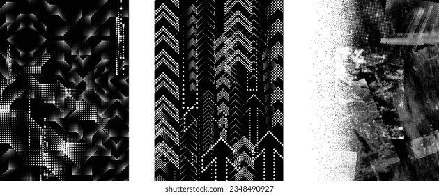 Grungy distorsionada capas aisladas de grises . Elemento de diseño para folletos, medios sociales, afiches, volantes. Textura superpuesta.Banner texturizado con efecto de socorro .Paquetes de semitono vectoriales . textura de impresión de pantalla