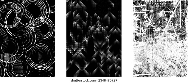 Grungy distorsionada capas aisladas de grises . Elemento de diseño para folletos, medios sociales, afiches, volantes. Textura superpuesta.Banner texturizado con efecto de socorro .Paquetes de semitono vectoriales . textura de impresión de pantalla