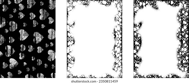 Grungy distorsionada capas aisladas de grises . Elemento de diseño para folletos, medios sociales, afiches, volantes. Textura superpuesta.Banner texturizado con efecto de socorro .Paquetes de semitono vectoriales . textura de impresión de pantalla