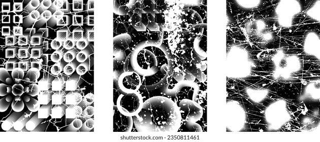 Glitch verzerrte, grungige Einzelschichten . Design-Element für Broschüren, Social Media, Plakate, Flyer. Overlay Texture.Texturierte Banner mit Distress-Effekt .Vector Halftone Punkte . Siebdruckstruktur