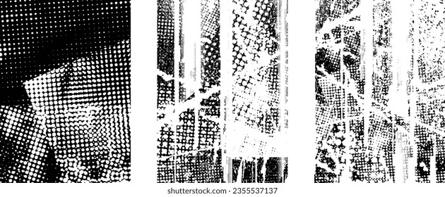 Grungy distorsionada capas aisladas de grises . Elemento de diseño para folletos, medios sociales, afiches, volantes. Textura superpuesta.Banner texturizado con efecto de socorro .Paquetes de semitono vectoriales . textura de impresión de pantalla